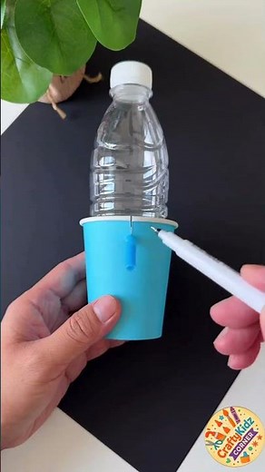 DIY Mini Water Dispenser with Plastic Bottle, Straw & Paper Cup | Crafty Kidz Corner