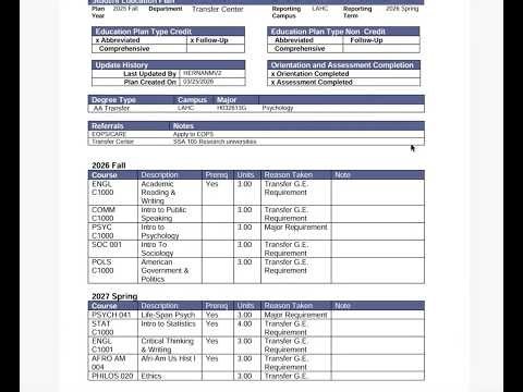 How to View Your Student Education Plan on LACCD SIS