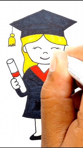 How to Draw a Cute Graduated Girl ✨️I✨️ Step by Step Drawing for Kids #shorts #kids