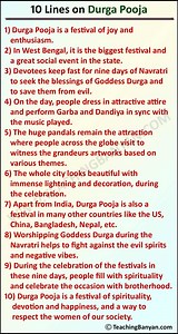 10 Lines on Durga Pooja for Children and Students of Class 1, 2, 3, 4, 5, 6