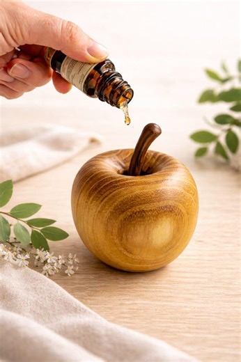 Wooden Apple Essential Oil Diffuser, Hand Turned Acacia Wood Aroma Decor for Desk or Bedside, Natural Solid Wood Scent Stone - Etsy