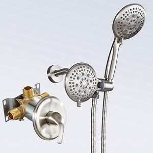 Reviews for Zalerock 2 IN 1 Single-Handle 5-Spray Shower Faucet with 4.7 in. Wall Mount Dual Shower Heads in Brushed Nickel (Valve Included) | Pg 1 - The Home Depot