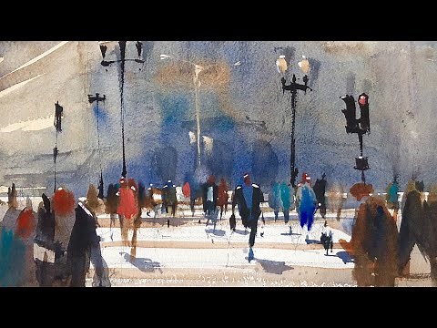 Advancing with Watercolor: Color Strategies “Rush Hour, South Station"