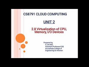 CS8791-Cloud Computing/Virtualization of CPU,Memory,I/O devices