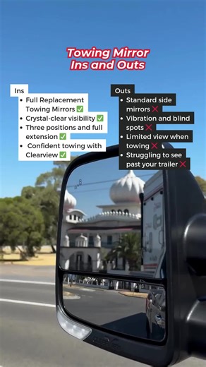 Still rocking those OE Mirrors? 👀 Upgrade to full replacement Clearview Towing Mirrors and tow with confidence. learn more at clearviewaccessories.com.au #TowingUpgrade #ClearviewMirrors #NextGenVision #ClearviewAccessories