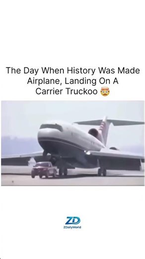 Precision stunt: plane lands on moving truck, perfect sync, zero error, pure skill, high risk!