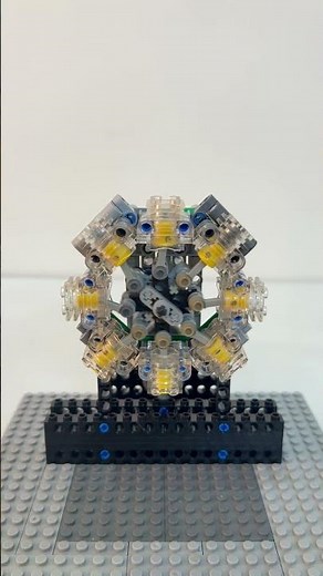 How an 8-Cylinder Radial Engine moves ⚙️#LegoTechnic