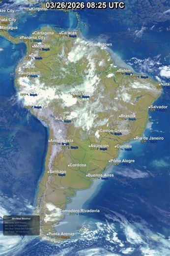 South America 24 Hour Satellite Weather | March 26, 2026 #shorts