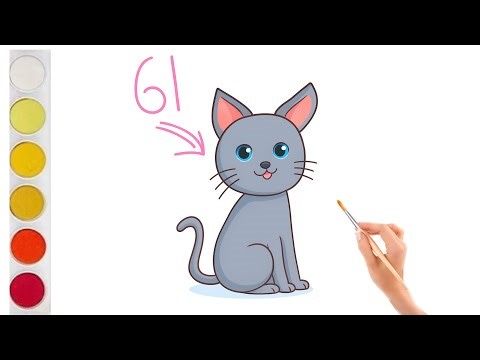 Cat and kitten drawing easy // how to draw cat for 6 year old // cat drawing for ukg students