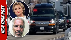 Hillary Clinton's motorcade arrives for Epstein deposition