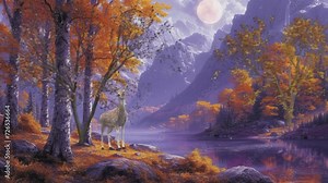 Nature, tree, mountain, sun. seamless looping time-lapse animation video background