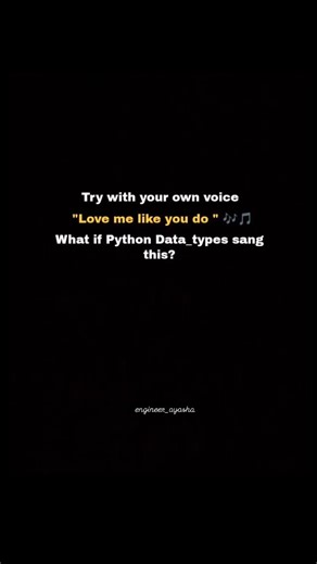 Ayasha hashmi on Instagram: "🐍>>Code_me_like_you_do... Python -- with songs 🎵 #python_learn_vc #python #programming #coding#lovemelikeyoudo#song #englishsong#codemelukeyoudo #programmerlife#pythonreels #developervibes#womenwhocode #codingmusic#learnpython #codesongs#trendingreels #share#comment#latenightgrind"