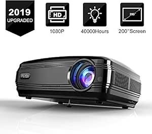 Projectors 5500 Lumen Video Projector, 1080P Supported Projector, 200'' Display 50000 Hrs LED Life, Dual Speakers Portable Projector, Compatible with HDMI, USB, VGA, PS4, Laptop, for Home Cinema