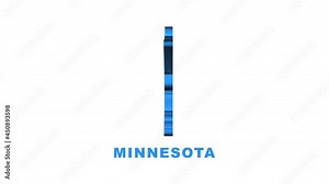 Line animated map showing the state of Minnesota from the united state of america. Motion graphics.