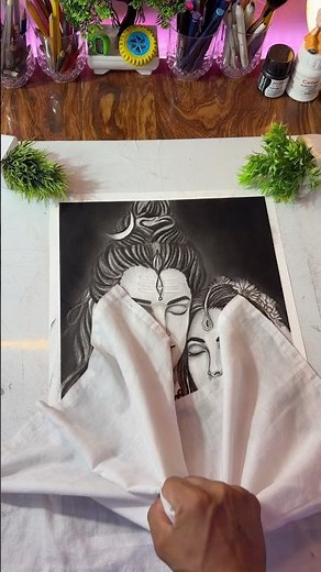 Mahadev ❤️ Parvati Ji Beautiful Drawing | Easy Pencil Sketch | Har Har Mahadev 🔱 #drawing #shorts