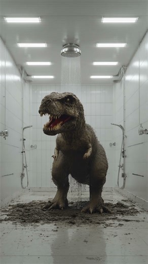 Wait, A T-REX Is Taking a Shower?! 🦖🚿