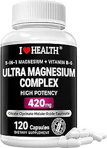 Magnesium Glycinate Complex 420mg with Vitamin B6 – High Absorption Magnesium for Sleep, Muscle & Nerve Support – Made in USA | Eurofins 3rd-Party Tested – Vegan, Non-GMO – 120 Capsules