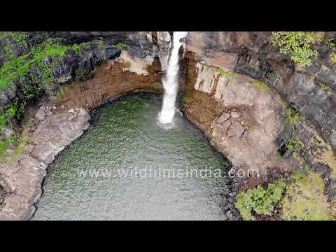 Dabhosa Waterfall in Jawhar, Maharashtra | Landlocked waterfall as seen in aerials