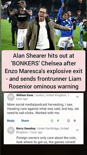 Alan Shearer hits out at 'BONKERS' Chelsea after Enzo Maresca's explosive exit#shorts