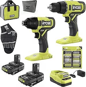 Cordless 2-Tool Combo Bundle with 18-Volt Drill, Impact Driver, 50-Piece Drill Bit Set, (2) 1.5 Ah Batteries, Charger, Tool Bag, Buho Drill Holster, and Buho Zipper Tool Pouch