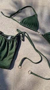 Green Lurex Cheeky Gold Bikini Swimsuit, Triangle Top and Ruched Bottom - Etsy