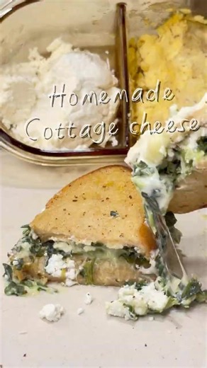 Making homemade cottage cheese for the first time, you have to try it with some fragrant sourdoug...
