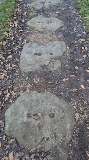 The stone block sleepers of the Silkstone Waggonway, dating back to 1809. Many still visible on the route. Many probably buried under a few centuries of rotted leaves and mud. | Wobbly Runner Exploring