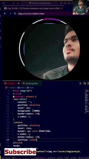 CSS Border Animation with Image Hover effect | Like, Share #shorts #html #css #js