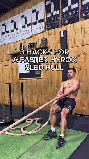 3 hacks for a faster sled pull✅ 1) Don’t get too low! - Pulling from a higher position is a stronger position. This let’s you utilise your bodyweight and posterior chain much more effectively to get the sled moving 2) Lean as far back as possible and take small steps - Once the sled is moving, keep the momentum going by using your bodyweight to its full advantage and taking small steps to reduce the fatigue on your quads. 3) Finish each pull by pulling the rope to your chest - Objects in motion 