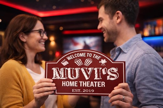 Home Theater Sign | Cinema Plaque | Media Room Decor | Movie Lover Gift | Film Door Display | - Etsy