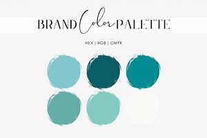 Shades of Turquoise Color Palette, Light Blue Green, Dark, Vibrant, Muted, Soft Turquoise, Ivory, Branding Design, Hex Codes, RGB, CMYK - Etsy