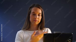 Sign Language, Young Female Saying Help Me to Help You in Front of Tablet During Video Call