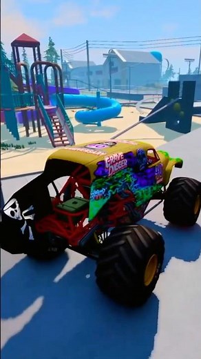 Monster Jam Crash! Grave Digger Races Through a Giant Hot Wheels City.