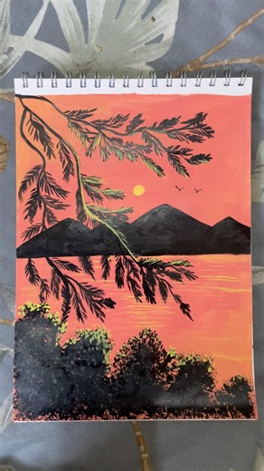 Let’s draw sunset 🌅 #easydrawing #arcylicpainting #painting #paintingtutorial #shortvideo