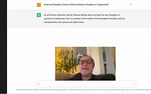 Was researching for tomorrow’s #techbanditry…but ended up with, Stargate’s Rodney Mckay talking Leadership with #OpenAI’s #GPTChat. | David Hewlett
