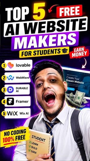 Top 5 Free AI Website Makers for Students 💸 #digitalskills