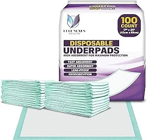 Disposable Bed Pads for Adults 17 x 24 (100 Count) - Super Absorbent and Waterproof - Incontinence Bed Pads, Chuck Pads, Chux Pads, Changing Pads for Baby, Pee Pads for Kids