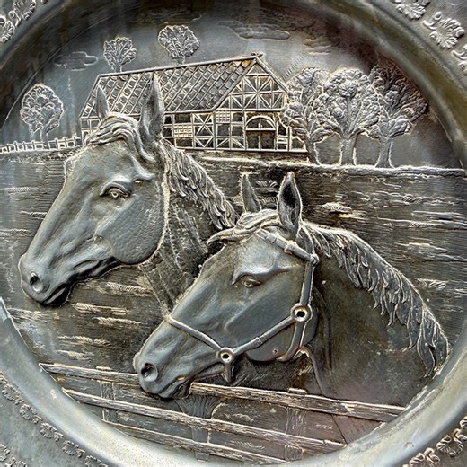 Vintage Pewter Wall Plate Two Horses Relief, Equestrian Wall Decor Folk Art Rustic, Austria 1930s–1940s - Etsy