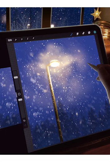 [Snowflakes in the Light]Hey,look at this beautiful scenery.Let those who like this painting try to draw it together.#procreate #applepencil #procreateart #procreatetutorial #procreatebrushes