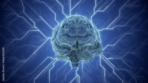 AI Brain Technology Line Connection.