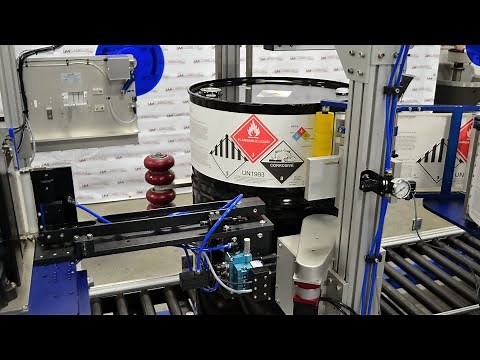 LabelMill 55 Gallon Drum Label Applicator - Full Color Print & Apply GHS Compliant Trap & Wrap