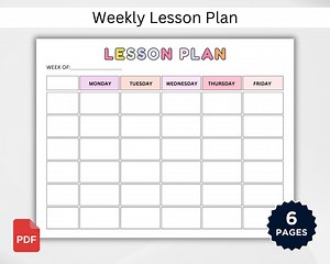 PRINTABLE Weekly Lesson Plan for Preschool Homeschool Teacher Planner Daily Lesson Plans Template Kindergarten Preschool Prek PDF - Etsy