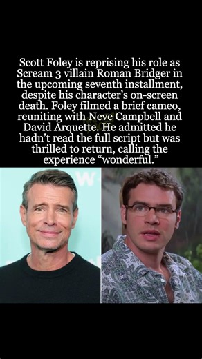 Scott Foley Returns as Roman Bridger in "Scream 7" Despite Character's Death #Scream7 #ScottFoley