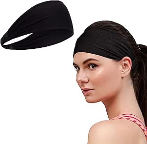 Workout Sweat Bands Headbands for Women - Sport Non-Slip Head Band, Athletic Sweatband, Stretchy Moisture Wicking Hairband, Long Hair, Quick Dry, Running, Yoga, Hiking, Tennis, Exercise Fitness Gym
