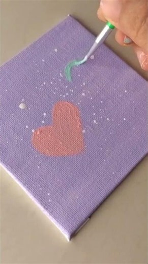 Easy Aesthetic Heart Canvas Painting 💜🎨 Mini Canvas Art Idea #shorts#painting #viral #trendingshorts