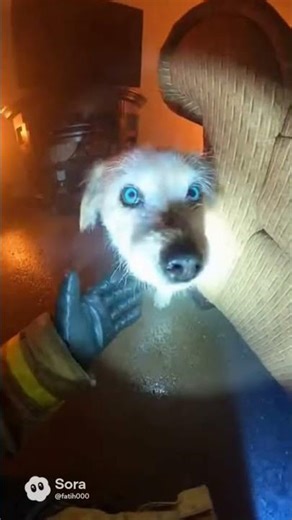 Firefighter Runs Into House To Save A Dog ❤️ #dogrescue #hero #animalrescue #shorts #viralvideo