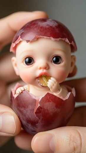 Bijay kumar on Instagram: "#) "Ultra-realistic 5-10 second close-up video of a small boiled egg with a baby-like face. The egg has big glossy eyes, a tiny nose, soft cheeks, and a small open mouth. The lower shell is slightly cracked but attached. The egg is resting softly on a human palm. A human hand slowly brings a small slice of boiled egg toward the cute egg's mouth. The egg gently bites and eats the slice with tiny natural jaw movement. No camera movement, no dramatic lighting shifts, ever