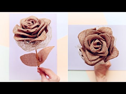 How to make a burlap ribbon rose in 5 minutes | DIY Flowers