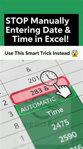 Stop Typing Date & Time in Excel ❌ Do This Instead!#ExcelTips #ExcelTricks #LearnExcel #DigitalSkills #creatorsearchinsights