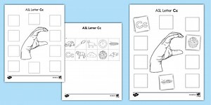 ASL Letter Cc Cut and Paste Worksheet
